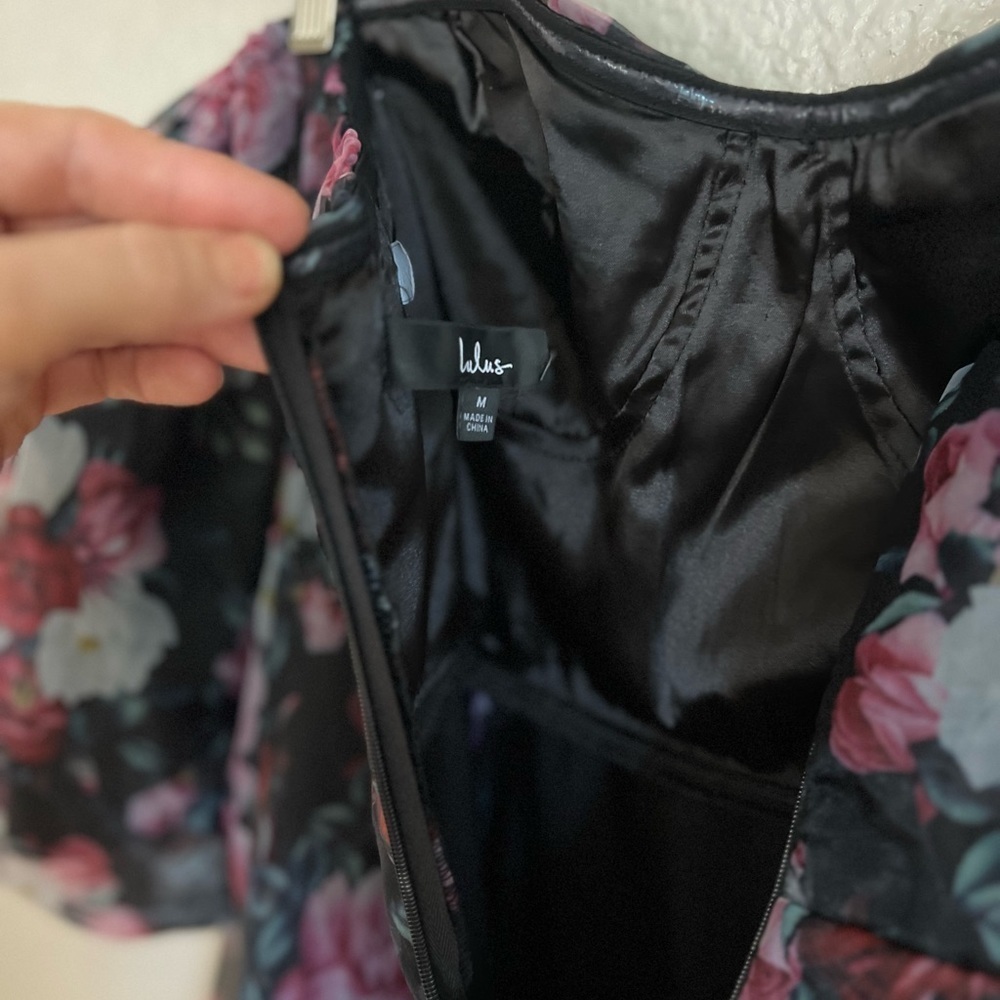 NWOT True Excellence Black Floral Bustier Off-The-Shoulder Maxi Dress - Picture 6 of 9